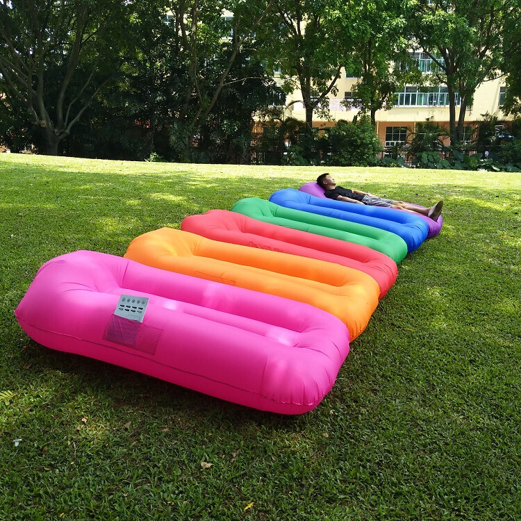 Inflatable Lazy Sofa Pillow, Portable Outdoor Inflatable Mattress, Single Thickened Color-Blocked Sleeping Bag, In-Stock Air Mattress