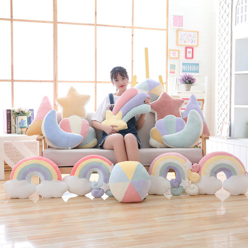 Creative INS pillow small fresh star moon rainbow auspicious cloud home pillow Nordic style plush toy