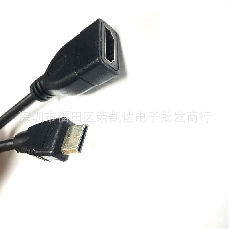 Mini HDMI公转HDMI母弯头高清视频转接线 C公A母连接线1080P上弯