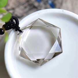 天然白水晶六芒星吊坠 大卫星切面吊坠 单尖双尖灵摆 外贸文玩