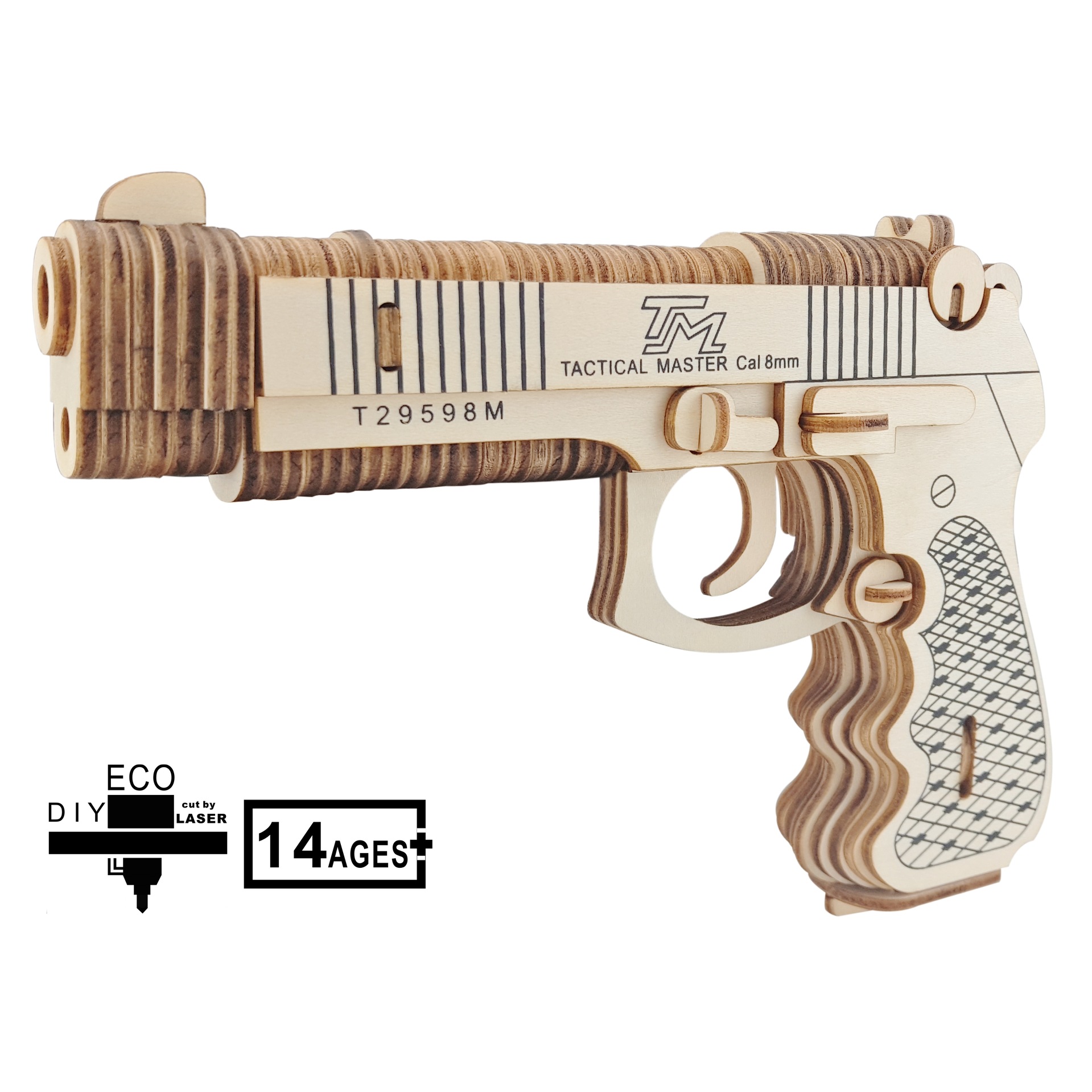 Xinlian fábrica directa transfronteriza revólver Niño de madera DIY modelo de simulación hecha a mano rompecabezas educativo juguete