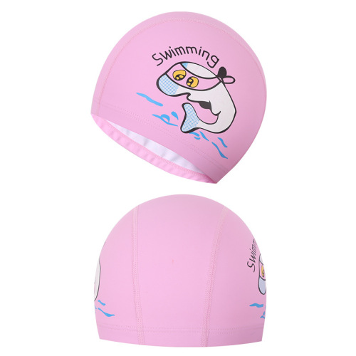 Cartoon children's swimming cap PU coated swimming cap for girls and boys waterproof ear protection comfortable headless diving cap wholesale