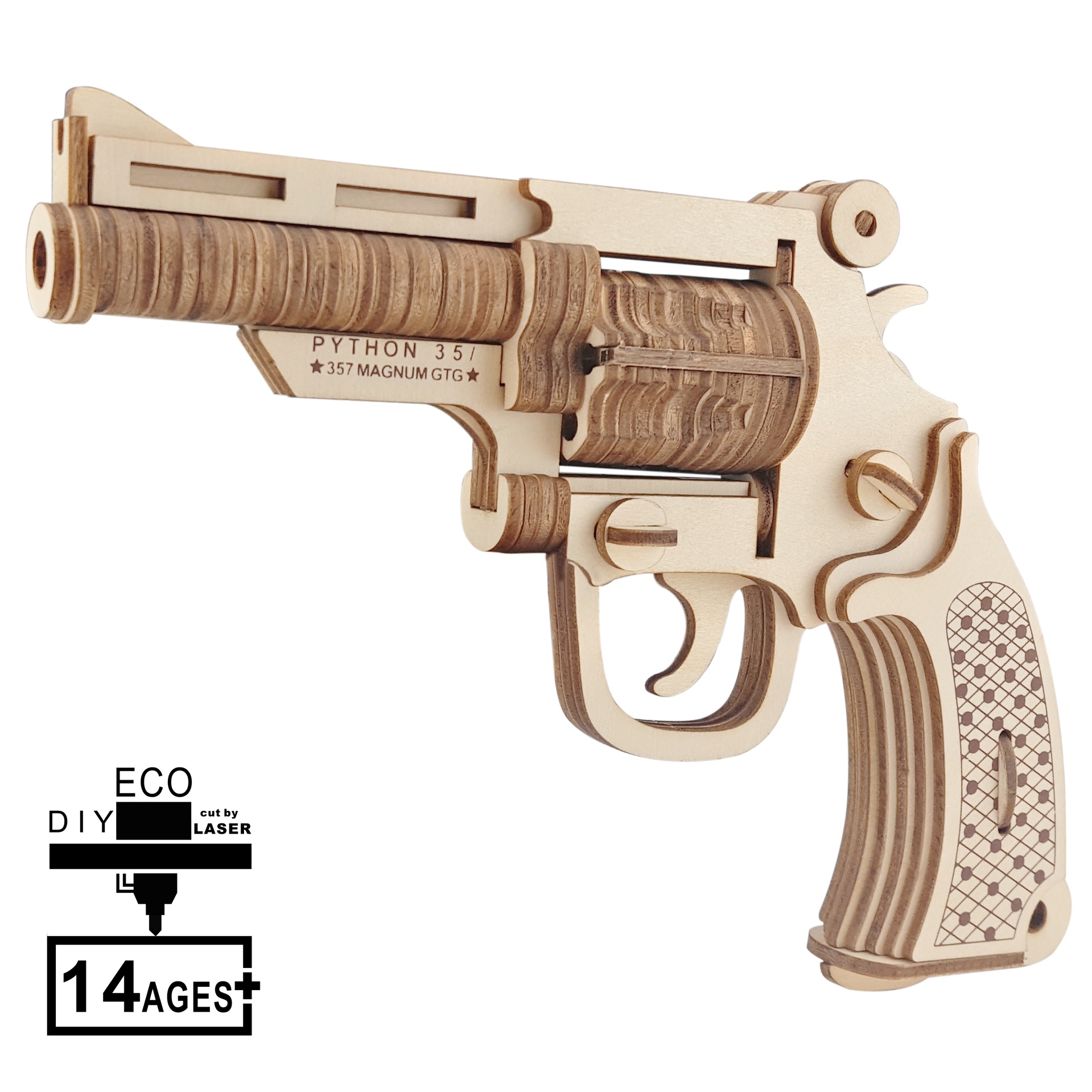 Xinlian fábrica directa transfronteriza revólver Niño de madera DIY modelo de simulación hecha a mano rompecabezas educativo juguete