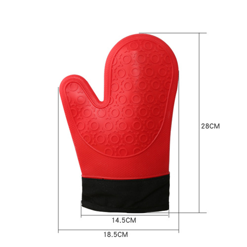 Insulation gloves short cotton thickened double-layer silicone gloves microwave oven kitchen baking two-finger gloves