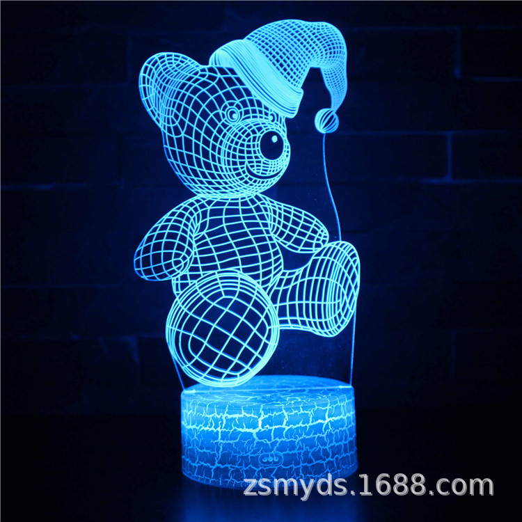 Lámpara 3D de la Serie Oso Amoroso de Dibujos Animados, Lámpara Nocturna Creativa LED, Lámpara Visual, Regalo de San Valentín, Lámpara de Mesa con Proyección