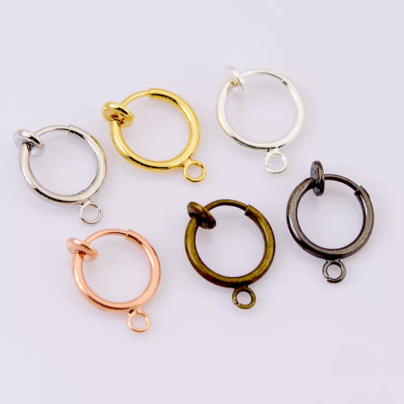 厂家直供弹簧耳夹 15mm无耳洞无痛弹力夹假耳环 diy吊坠耳环配件