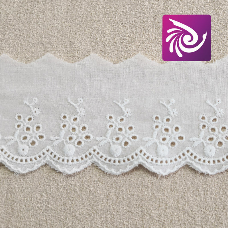6.5CM 全棉绣花边 棉布花边水 溶花边  棉布雕孔刺绣镂空花边
