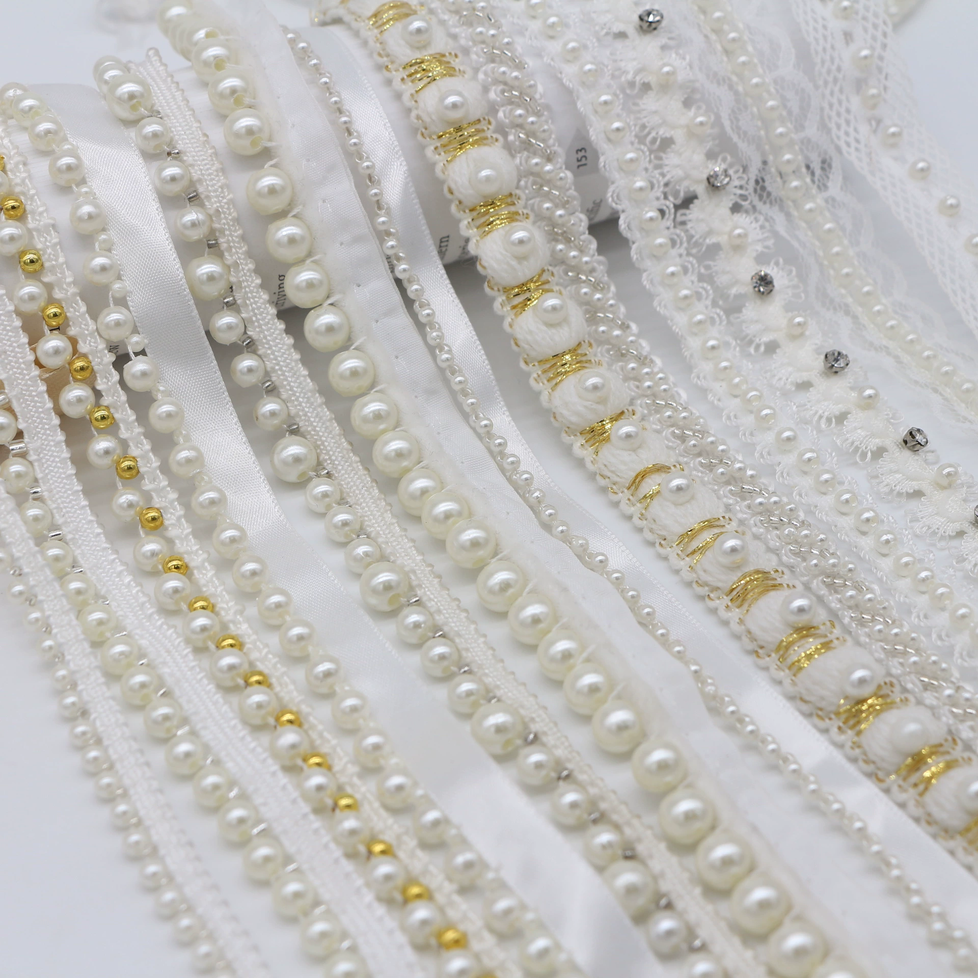 Ready handmade beaded lace, pearl ribbon, Hanfu Xiaoxiangfeng clothing placket decorative accessories diy material