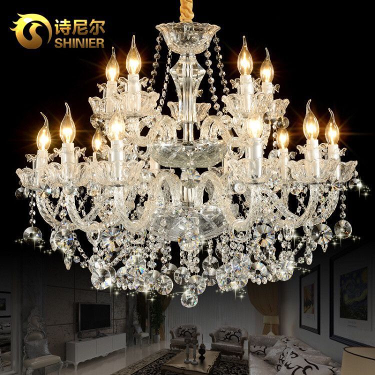 Araña de cristal de lujo ligero, lámpara de sala de estar de estilo europeo, lámpara de comedor de dormitorio minimalista moderno, lámpara de boda de hotel francesa atmosférica