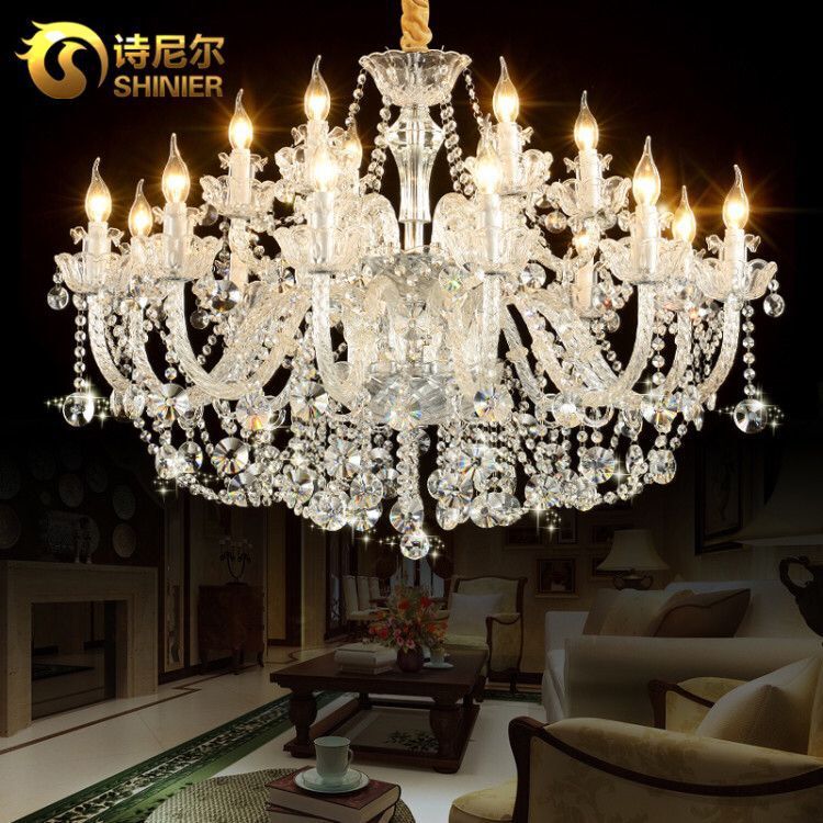 Araña de cristal de lujo ligero, lámpara de sala de estar de estilo europeo, lámpara de comedor de dormitorio minimalista moderno, lámpara de boda de hotel francesa atmosférica