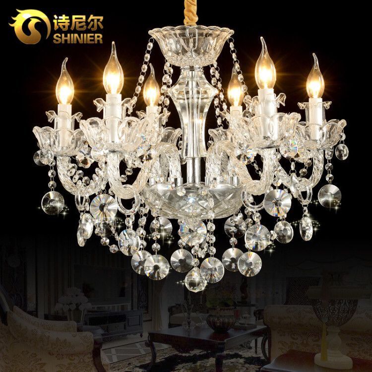 Araña de cristal de lujo ligero, lámpara de sala de estar de estilo europeo, lámpara de comedor de dormitorio minimalista moderno, lámpara de boda de hotel francesa atmosférica
