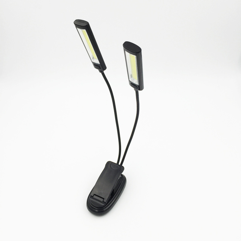 Waterproof Lighting, Two-Level Led Flashlight, Plastic Shell Cob Work Light, Dual-Head Book Clip Light, Outdoor Portable