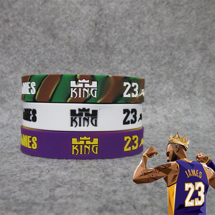 Basketball star Lakers No. 23 LeBron James double-layer adjustable bracelet silicone Sports wristband upscale
