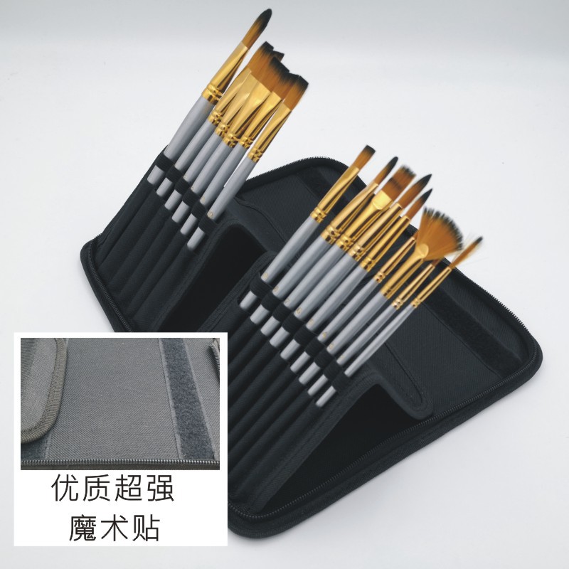 15-hole Oxford tela cremallera pluma cortina insertar lápiz caso pintura lápiz caso gouache lápiz caso maquillaje cepillo conjunto bolsa