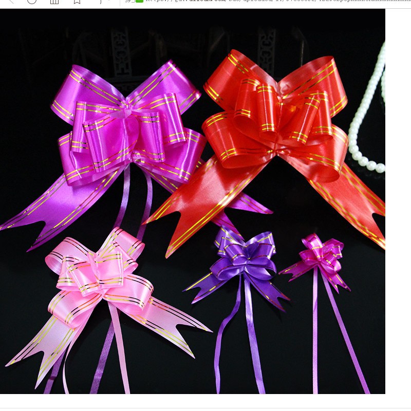 12-50#装饰拉花 玫瑰金边蝴蝶结 手拉花礼品包装婚庆用品扎花批发