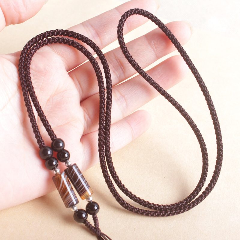 Beaded necklace rope silver-plated beads red agate pendant lanyard men's and women's Yellow Tiger Eye tube bead neck accessories rope wholesale Beaded necklace rope silver-plated beads red agate pendant lanyard men's and women's Yellow Tiger Eye tube bead neck accessories rope wholesale