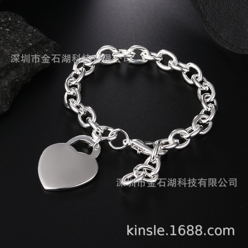 Special Offer Wholesale Silver-Plated Fashionable and Exquisite Center Brand Thick Bracelet Foreign Trade Hot-Selling European and American Popular Exquisite Jewelry