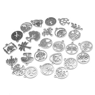 Stainless Steel Small Pendant Life Tree Polished Pendant Pendant Accessories Handmade Beaded DIY Material Jewelry Accessories