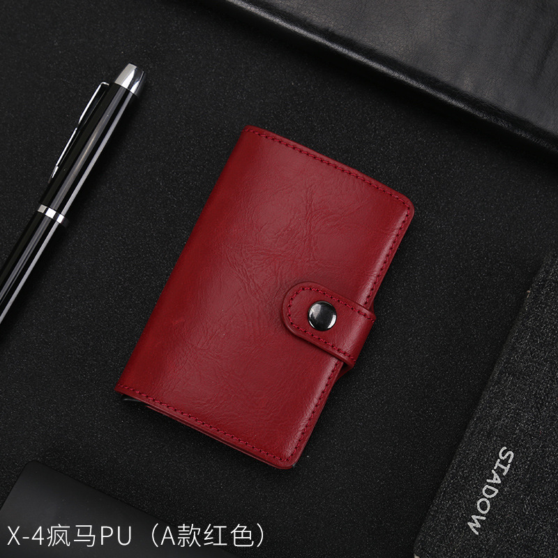 Venta al por mayor de fábrica anti-robo tarjeta swiping bolsa caliente titular de la tarjeta Cartera de aleación de aluminio automático pop-up caja de la tarjeta RFID función