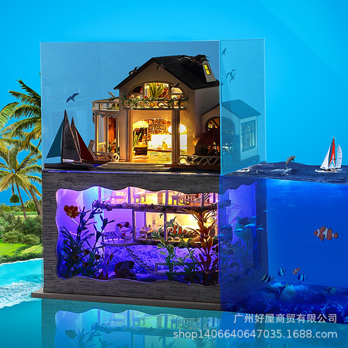 Cross-border Tianyu children's educational toys DIY early education hand-assembled plug-in large villa model wholesale