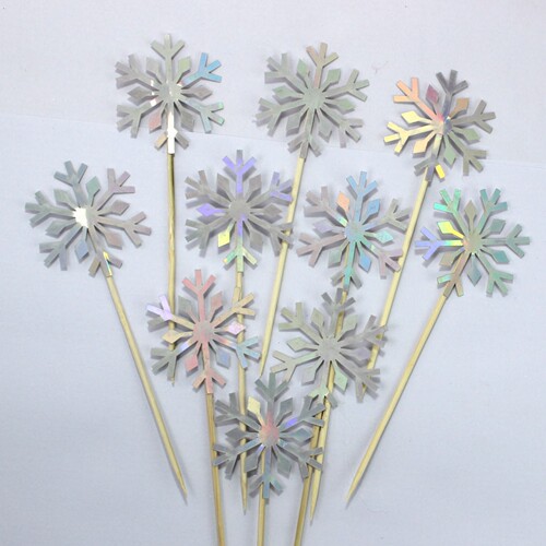 Birthday decoration golden snowflake insert card cake insert flag snowflake cake decoration 10 pieces