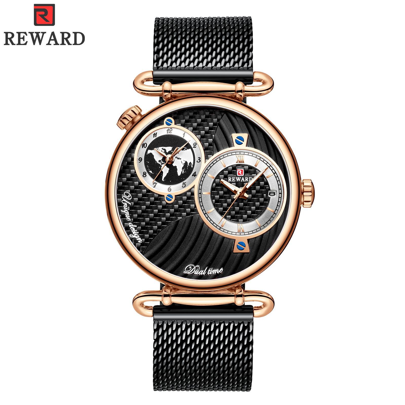 Explosive cross-border watch men multi-time zone ultra-thin waterproof commercial steel mesh band men's watch can be sent on behalf