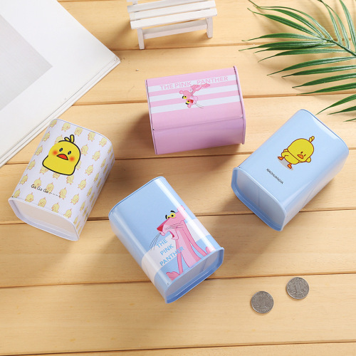New tinplate piggy bank, cartoon flamingo piggy bank, children's student coin change storage metal tank