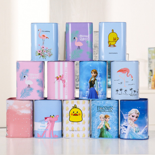 New tinplate piggy bank, cartoon flamingo piggy bank, children's student coin change storage metal tank