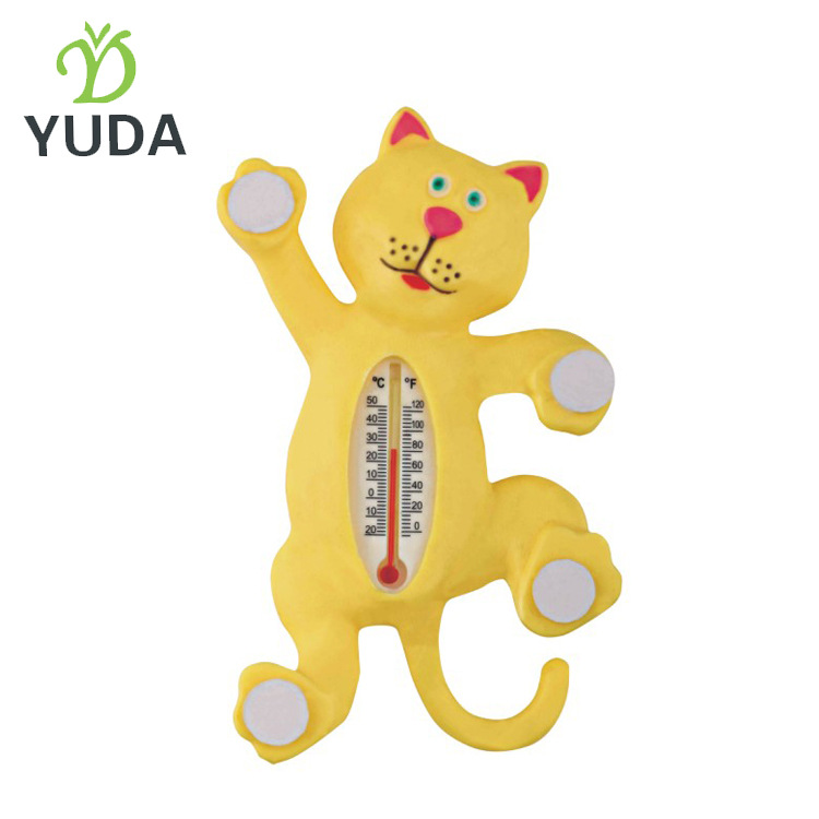 家用温度计卡通猫咪温度计 园林室外温度计带脚垫粘贴温度计