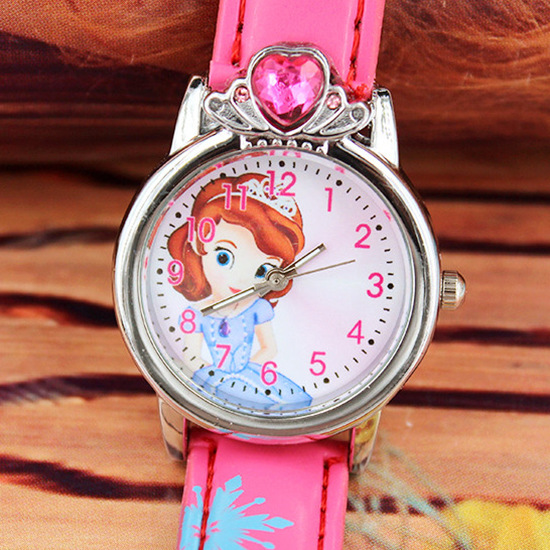 Cross-Border Cartoon Fashion Belt Children's Watch with Diamond Heart-Shaped Casual Sports Quartz Watch Manufacturer Wholesale Girls' Watch