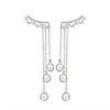 Long universal silver needle, earrings from pearl with tassels, bright catchy style, silver 925 sample