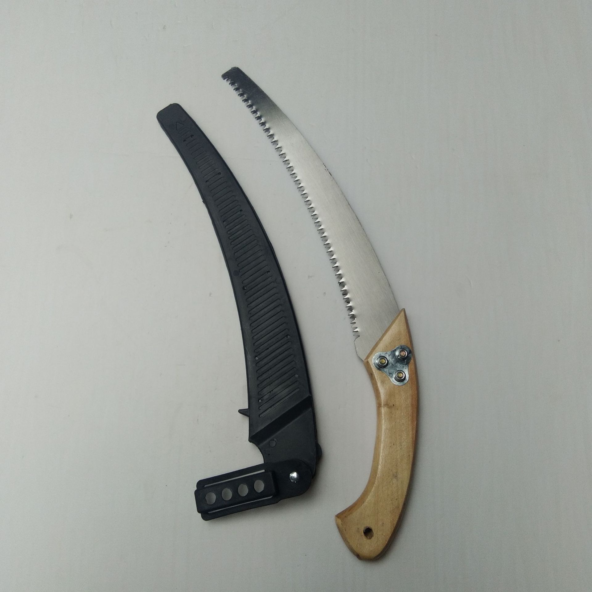 弯刀锯锯塑料木柄带锯条钢锯子 带盒子家用园林树枝手动木工锯