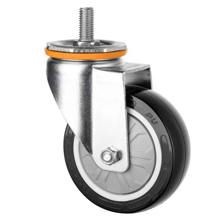 厂家销售脚轮2.5寸3寸4寸5寸丝杆聚氨酯PU轮子清洁工业设备万向轮
