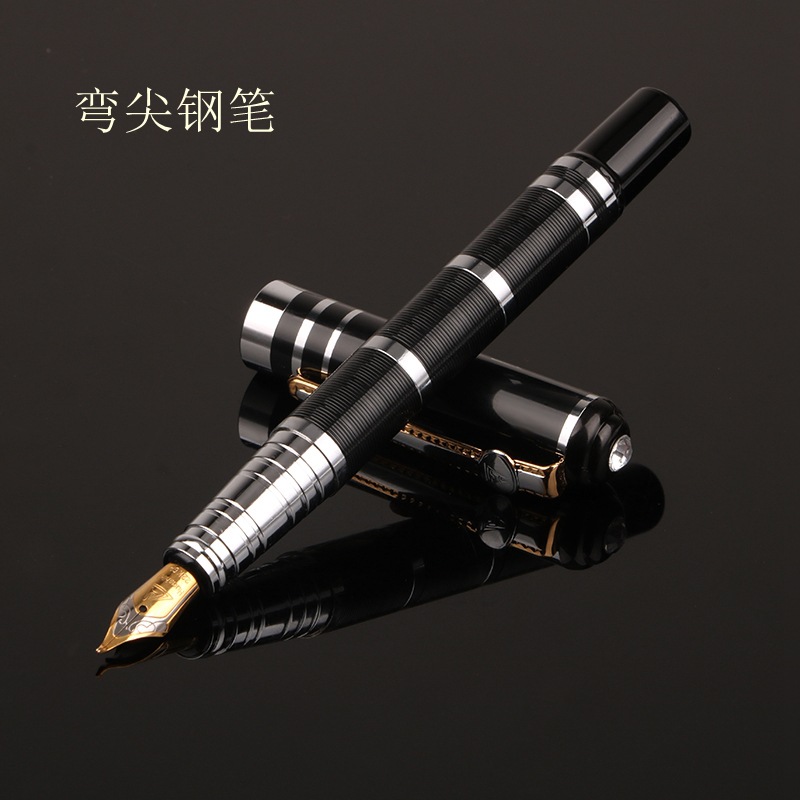 Venta al por mayor de metal punta curva pluma firma pluma perla pluma negocio publicidad regalo tinta pluma entrega de una sola pieza