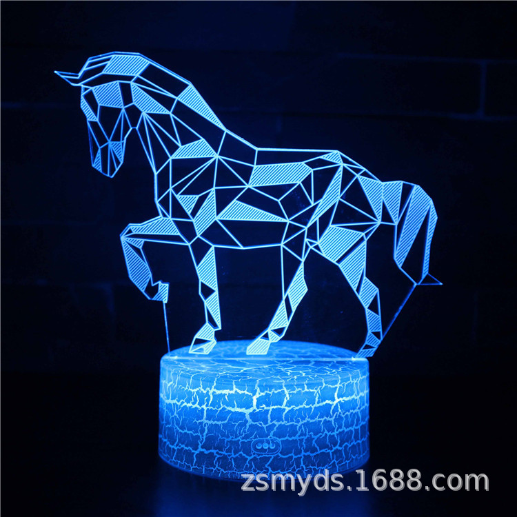 Cruz-frontera dedicado serie de caballos 3D lámpara de modelado de luz nocturna LED lámpara de ilusión estéreo visual lámpara de mesa de noche USB