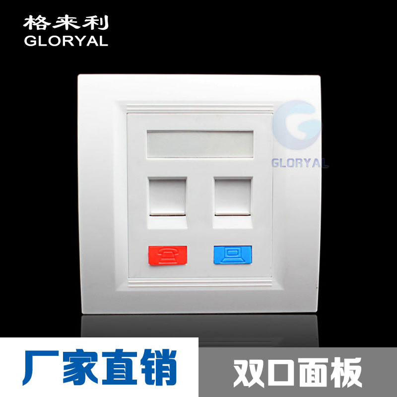 双口网络电话插座面板 电话网络双口信息面板