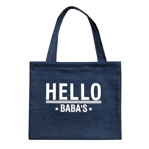 Factory Direct Sale Denim Fabric Shopping Bag, Foldable Canvas Tote Bag Wholesale Eco Cotton Bag with Logo Printing
