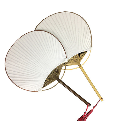 Japanese-style round fan and style thickened double-sided pure white half-cooked rice paper hand-painted diy blank fan round fan palace fan