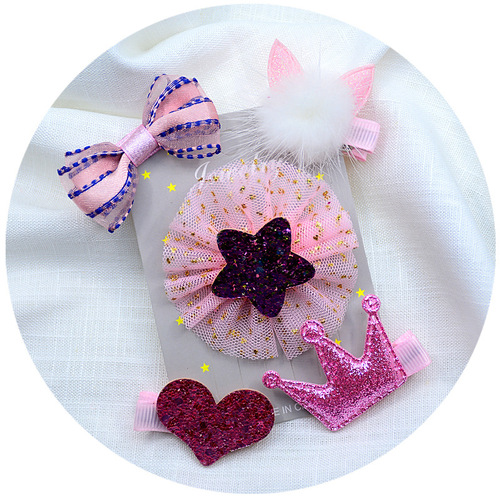 New Korean handmade foreign trade children's headwear gift set baby girl flower crown all-inclusive hair clip J87