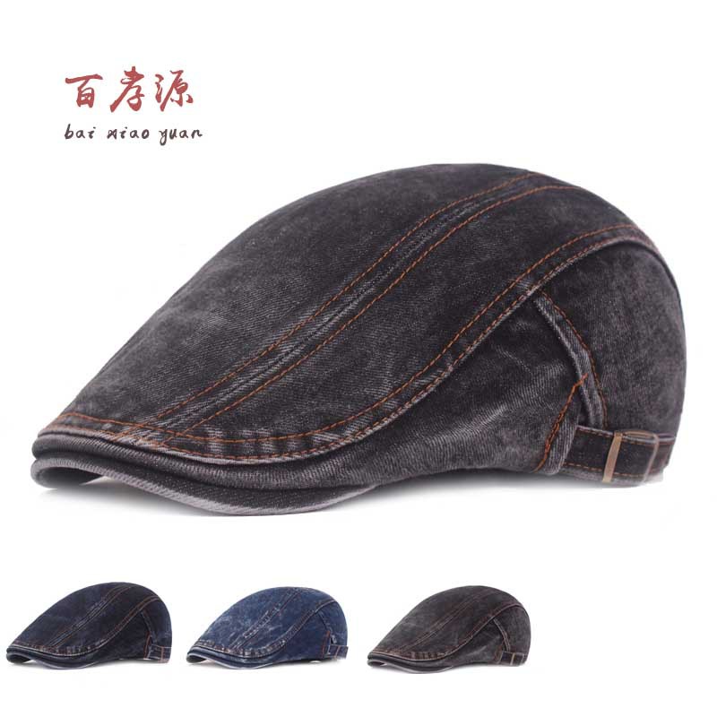 Lavado Denim boina Vintage casquillo primavera y verano sombrero artístico juventud sombrero delantero sombrero de los hombres
