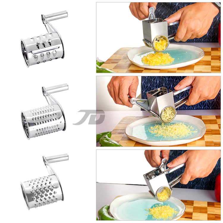 Cross-Border mano giratoria queso cepilladora tuerca rallador de acero inoxidable queso de tres piezas rallador herramientas de cocina