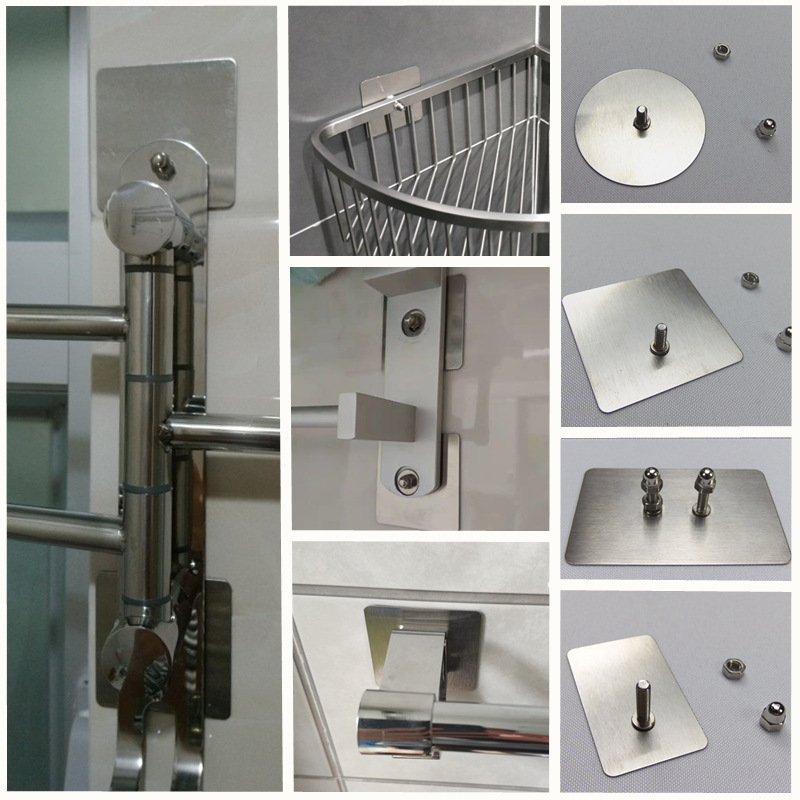 Stainless steel nail-free installation hanger strong nail-free wall adhesive double screw tile-free hook