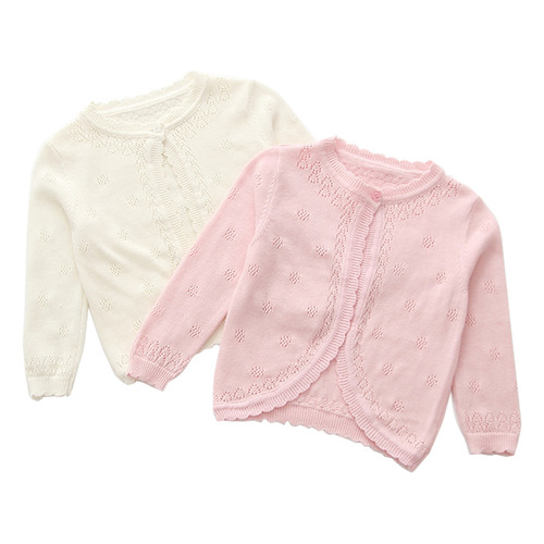 A dropshipping Korean style children's one-button shawl, girls' knitted sweater, cardigan, children's coat, children's clothing, thin summer