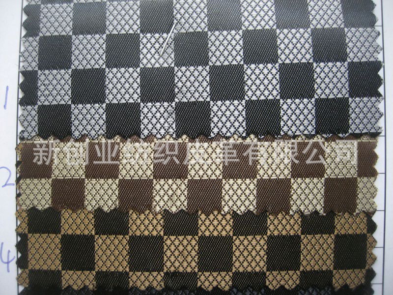 提花布料PVC发泡皮革布料化妆包手袋布料手提包布料钱包布方格布