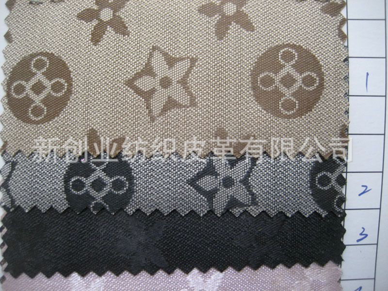 星星花朵提花布面料PVC革面料化妆包书包手提包布料工艺鞋材布