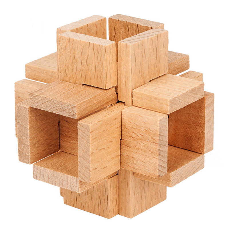 Cerradura de Kongming de juguete de madera para niños Cerradura de Kongming Cerradura de Luban Juego completo de embutir clásica de juguete de madera Cerradura de Kongming