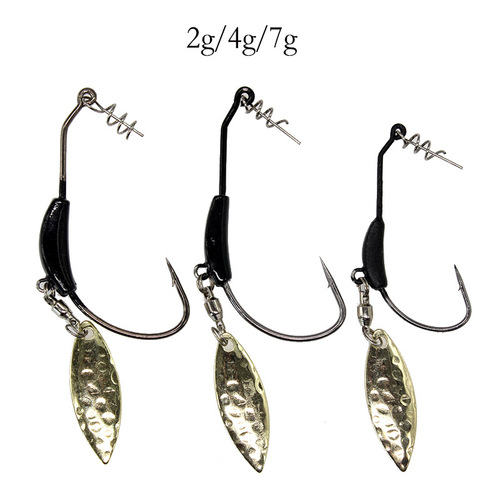 Black lead lure crank hook 7g 4g 2g plus sequin bearing swivel lure hook sea fishing lure soft bait hook