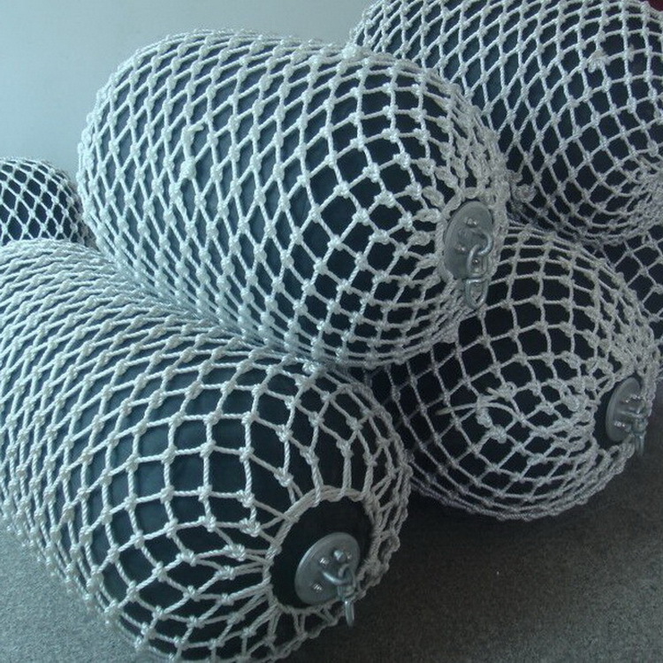 岸边防撞气囊护舷缓冲耐磨橡胶充气船用护舷缆索网套式充气碰垫