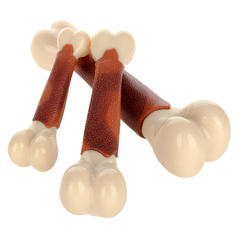 Hoopet grande y pequeña cabeza de nylon hueso + color sólido recubierto de plástico perro mascota juguete molar juguete de entrenamiento juguete interactivo