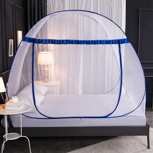 Freestanding Mongolian Yurt Mosquito Net, No Installation Required, Foldable, One-Door Full Bottom Anti-Mosquito Square Top Zipper Mosquito Net Wholesale